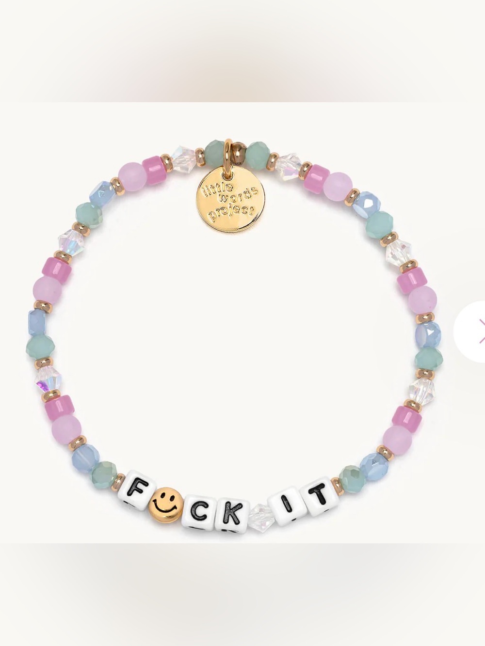 Brand new Little Words Project Multi-Bead Bracelet with Gold Smilely F😃CK IT - Picture 4 of 4